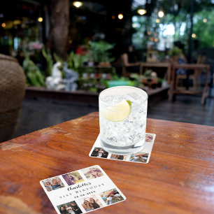 Dessous De Verre Carré Photo collage blanc fête d'anniversaire