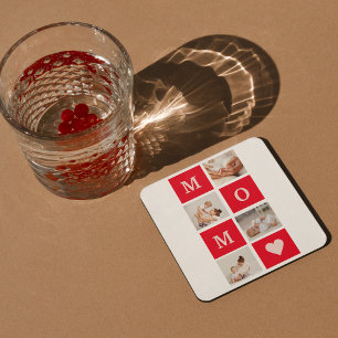 Dessous De Verre Carré Photo Collage Moderne & Best Mom Ever Cadeau