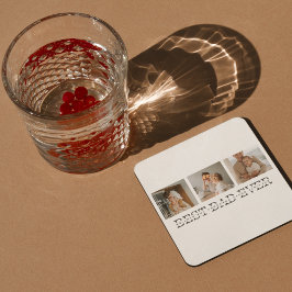 Dessous De Verre Carré Photo Collage moderne & Gris Meilleur Papa Jamais 