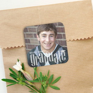 Dessous De Verre Carré Photo de remise de diplômes Typographie minimalist