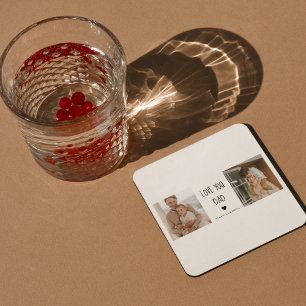 Dessous De Verre Carré Photo & Love You Dad Cadeau