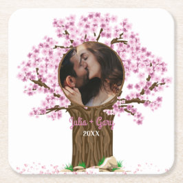 Dessous De Verre Carré Photo personnalisée mariage Couple
