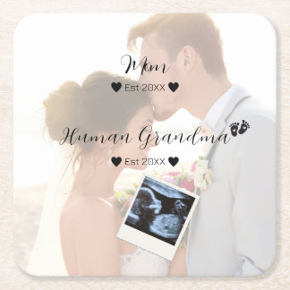 Dessous De Verre Carré Photo personnalisée mariage Couple
