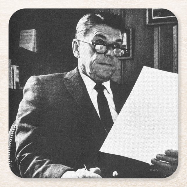 Dessous De Verre Carré Photographie de Ronald Reagan (Devant)