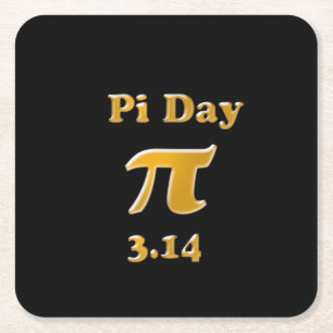 Dessous De Verre Carré Pi Day Gold en noir