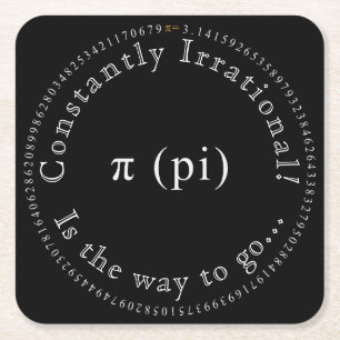 Dessous De Verre Carré Pi, L'Irrationnel Mathématique Constant Amusant
