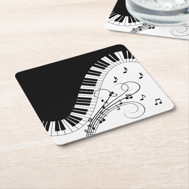 Dessous De Verre Carré Piano Keyboard Music Design (Incliné)