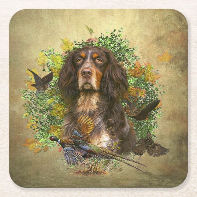Dessous De Verre Carré Picardy Spaniel, Saison de chasse (Devant)
