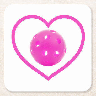 Dessous De Verre Carré Pickleball amour pink pickball sport ball rose ros