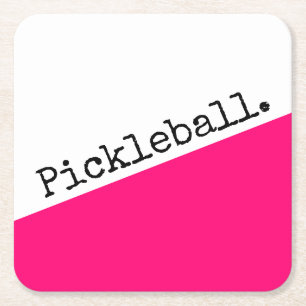 Dessous De Verre Carré PICKLEBALL amusant Gras Rose Blanc Diagonblock