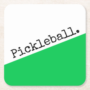 Dessous De Verre Carré PICKLEBALL Bright Green Blanc mince Bloc de couleu