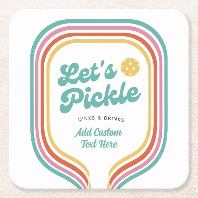 Dessous De Verre Carré Pickleball Party Pickle Retro Rainbow Stripe (Devant)
