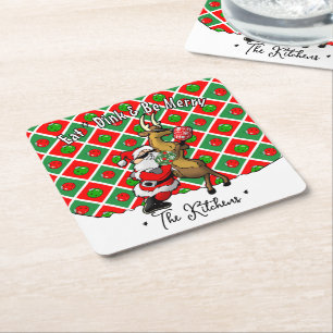 Dessous De Verre Carré Pickleball Santa Noël Cool et Élégant
