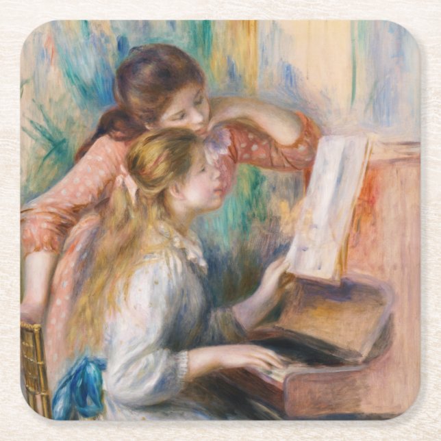 Dessous De Verre Carré Pierre Auguste Renoir - Jeunes filles au piano (Devant)