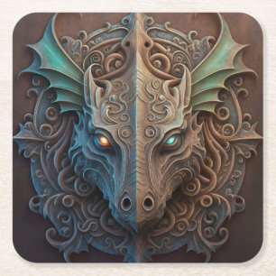 Dessous De Verre Carré Pierre médiévale Gargoyle Dragon Carturage