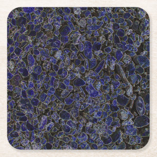 Dessous De Verre Carré Pierres bleu saphir avec brillance