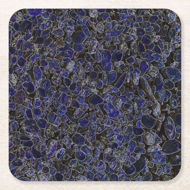 Dessous De Verre Carré Pierres bleu saphir avec brillance (Devant)