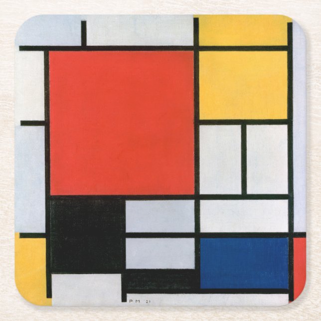 Dessous De Verre Carré Piet Mondrian Abstrait (Devant)