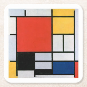 Dessous De Verre Carré Piet Mondrian Abstrait