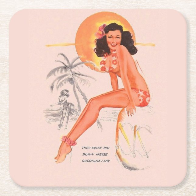 Dessous De Verre Carré Pin-up rétro (Devant)