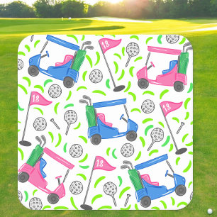 Dessous De Verre Carré Pink Blue Green Golf Preppy