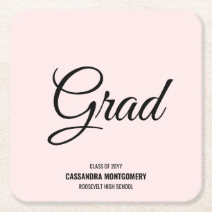 Dessous De Verre Carré Pink Blush Modern Graduation Party
