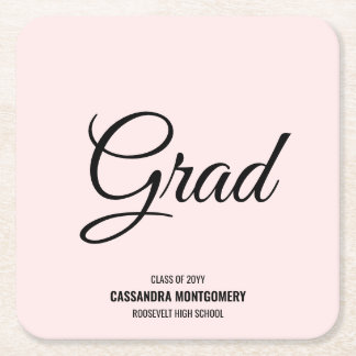 Dessous De Verre Carré Pink Blush Modern Graduation Party