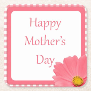 Dessous De Verre Carré Pink Check Floral Mothers Day