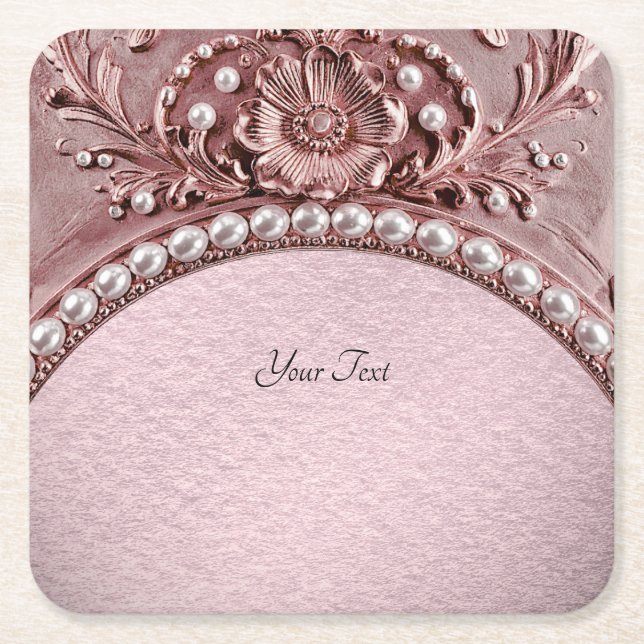 Dessous De Verre Carré Pink Flower Paper Coaster (Devant)