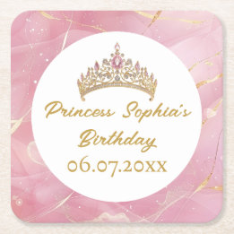 Dessous De Verre Carré Pink Gold Fairytale Princess Crown