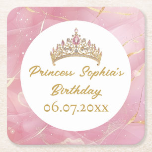 Dessous De Verre Carré Pink Gold Fairytale Princess Crown