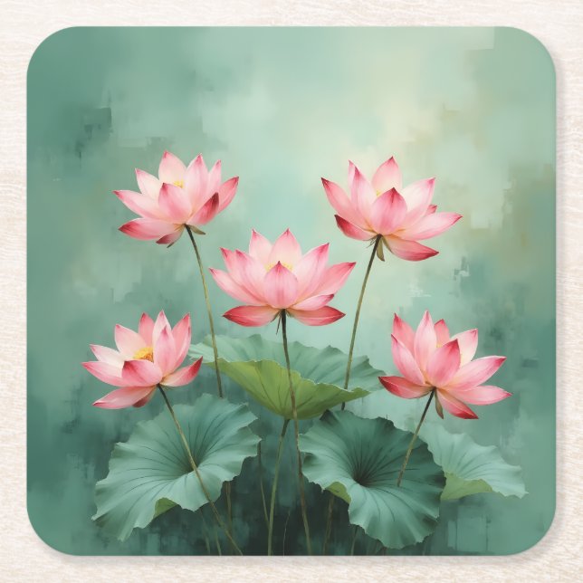 Dessous De Verre Carré Pink Lotus Artwork  (Devant)