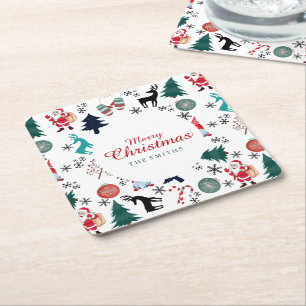 Dessous De Verre Carré Pins du Père Noël Reindeer Mittens