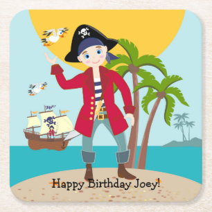 Dessous De Verre Carré Pirate kid birthday