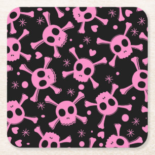 Dessous De Verre Carré Pirate Skull : Girlish Hearts Motif