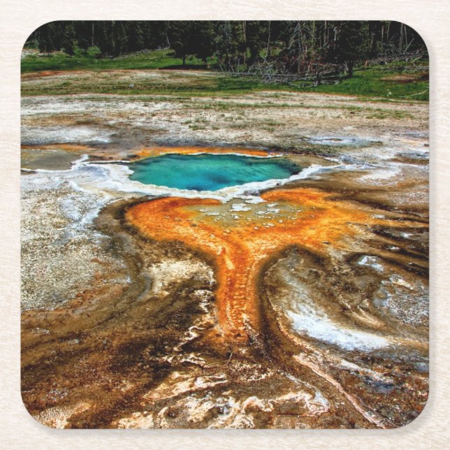 Dessous De Verre Carré Piscine de courant ascendant de Yellowstone (Devant)