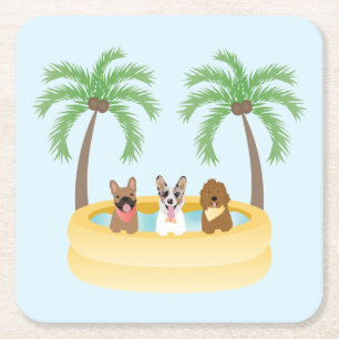 Dessous De Verre Carré Piscine pour chiens d'été