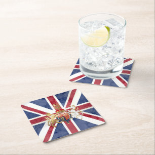 Dessous De Verre Carré PIXDEZINES ACRYLQUE UNION JACK et INSIGNE