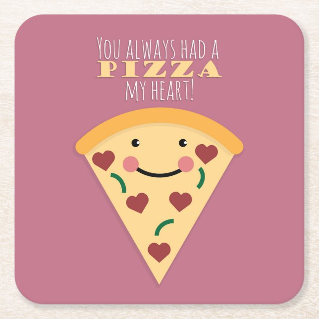 Dessous De Verre Carré Pizza Mon Coeur (Devant)