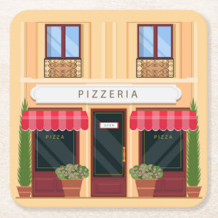 Dessous De Verre Carré Pizzeria italienne ouverte aux entreprises