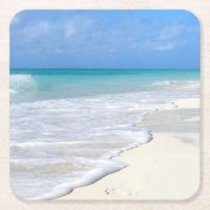 Dessous De Verre Carré Plage de sable blanc Surf doux