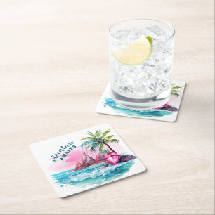 Dessous De Verre Carré Plage Palm Tree Mountain View Aventure Attend