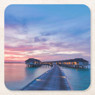 Dessous De Verre Carré Plages tropicales Bungalows Maldives