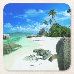 Dessous De Verre Carré Plages tropicales L'île de La Digue