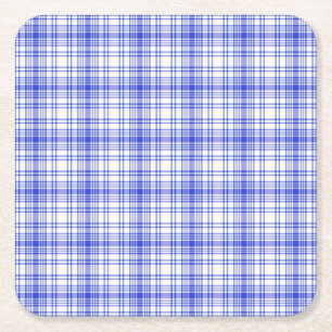 Dessous De Verre Carré Plaid blanc bleu 2