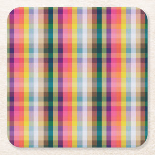 Dessous De Verre Carré Plaid écossais abstrait
