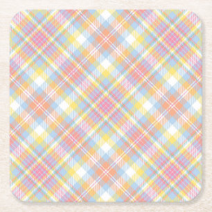 Dessous De Verre Carré Plaid en pastel de rayure