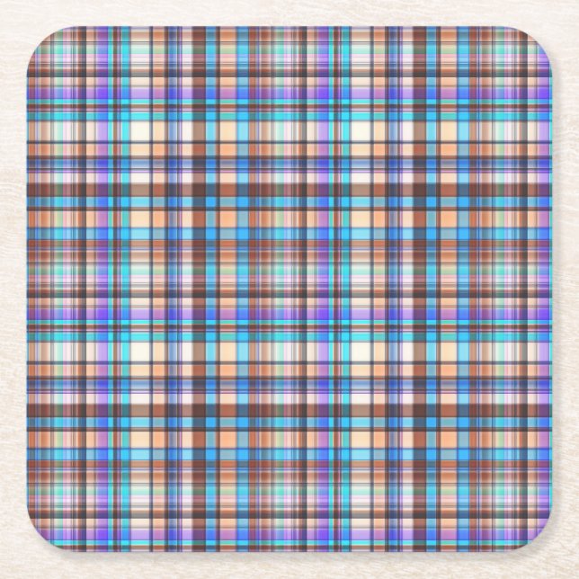 Dessous De Verre Carré Plaid Fabric Checkered Print Pattern-57688 (Devant)