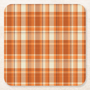 Dessous De Verre Carré Plaid orange