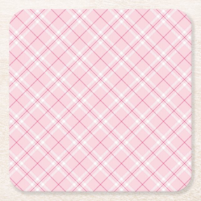Dessous De Verre Carré Plaid rose-clair (Devant)